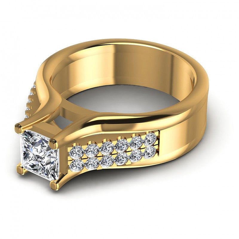 Princess and Round Diamonds 0.75CT Engagement Ring in 14KT Rose Gold