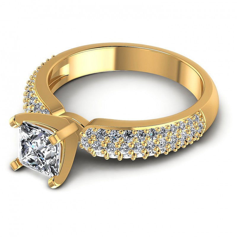 Princess and Round Diamonds 0.90CT Engagement Ring in 14KT Rose Gold