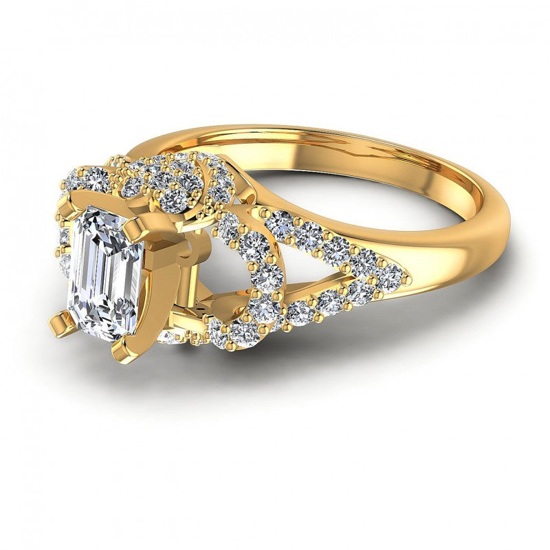 Round and Emerald Diamonds 1.00CT Engagement Ring in 14KT Rose Gold