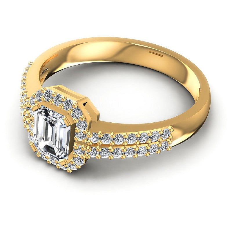 Round and Emerald Diamonds 0.65CT Halo Ring in 14KT Rose Gold