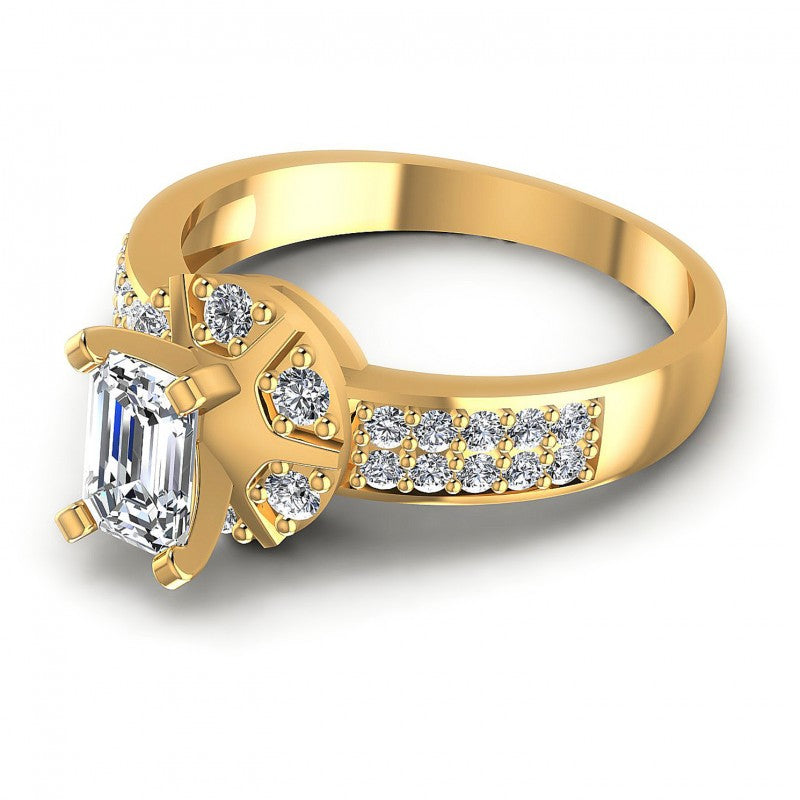 Round and Emerald Diamonds 0.70CT Engagement Ring in 14KT Rose Gold