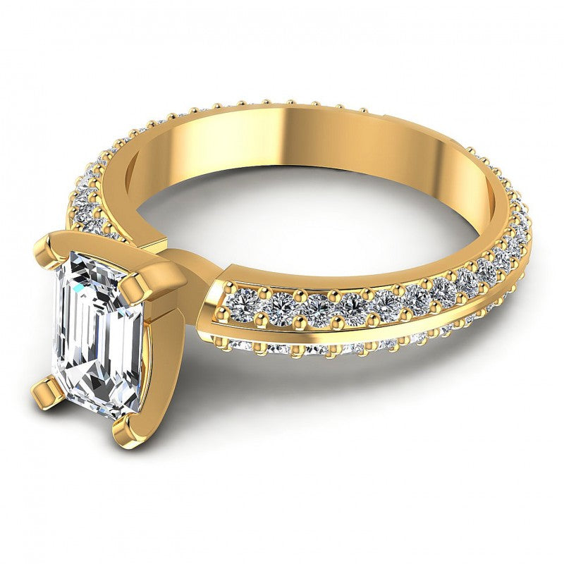 Round and Emerald Diamonds 1.15CT Engagement Ring in 14KT Rose Gold