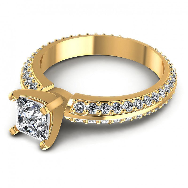 Princess and Round Diamonds 1.15CT Engagement Ring in 14KT Rose Gold