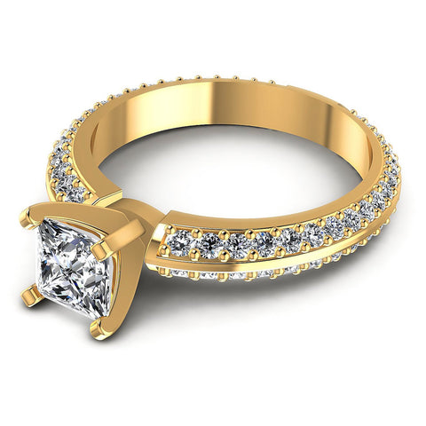 1.15CT Princess And Round  Cut Diamonds Engagement Rings