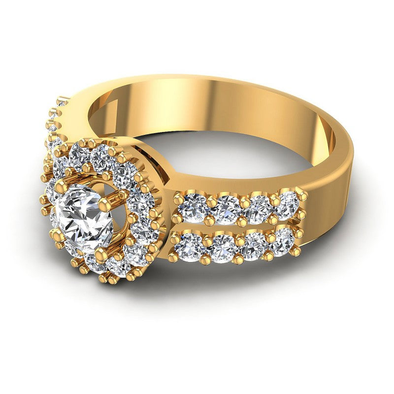 Round Diamonds 1.20CT Halo Ring in 14KT Rose Gold