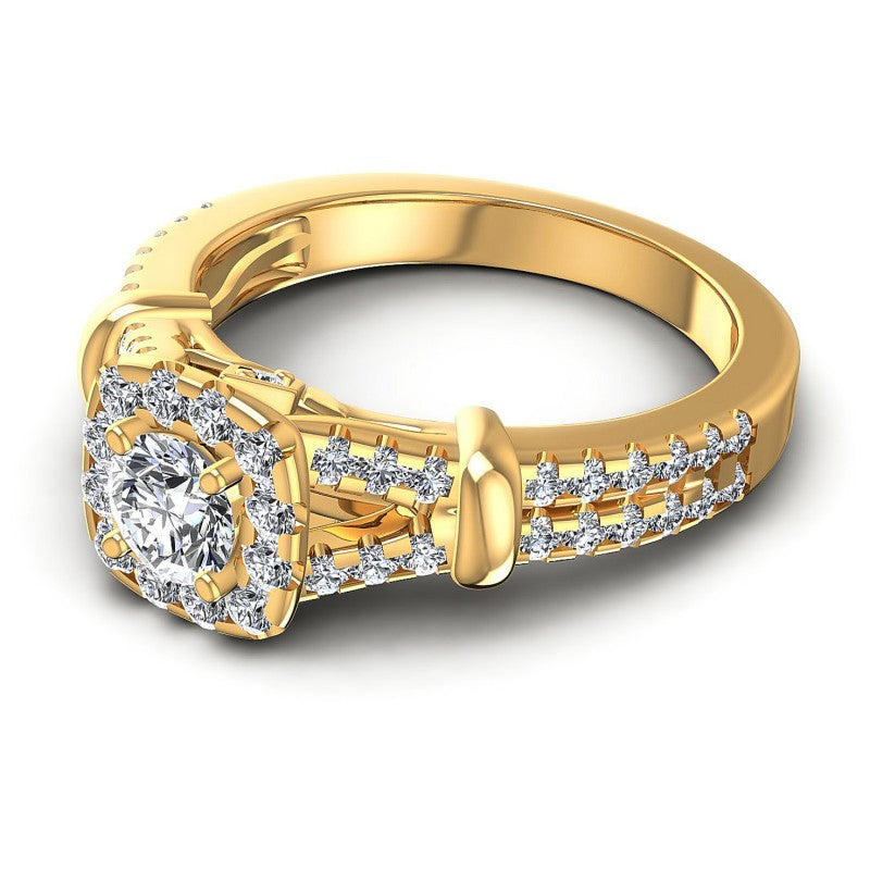 Round Diamonds 1.20CT Halo Ring in 14KT Rose Gold