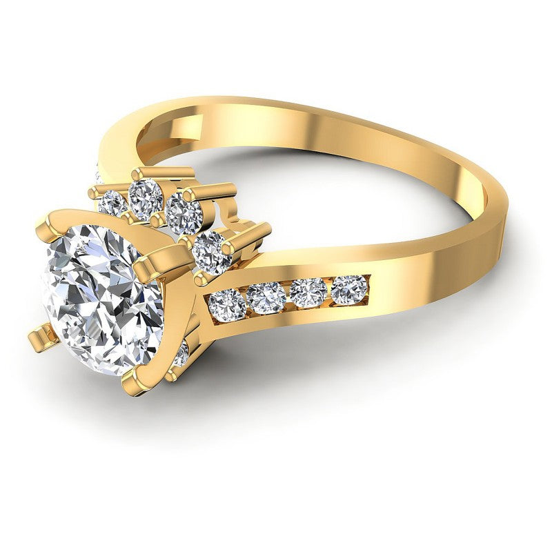 Round Cut Diamonds Engagement Ring in 14KT Rose Gold