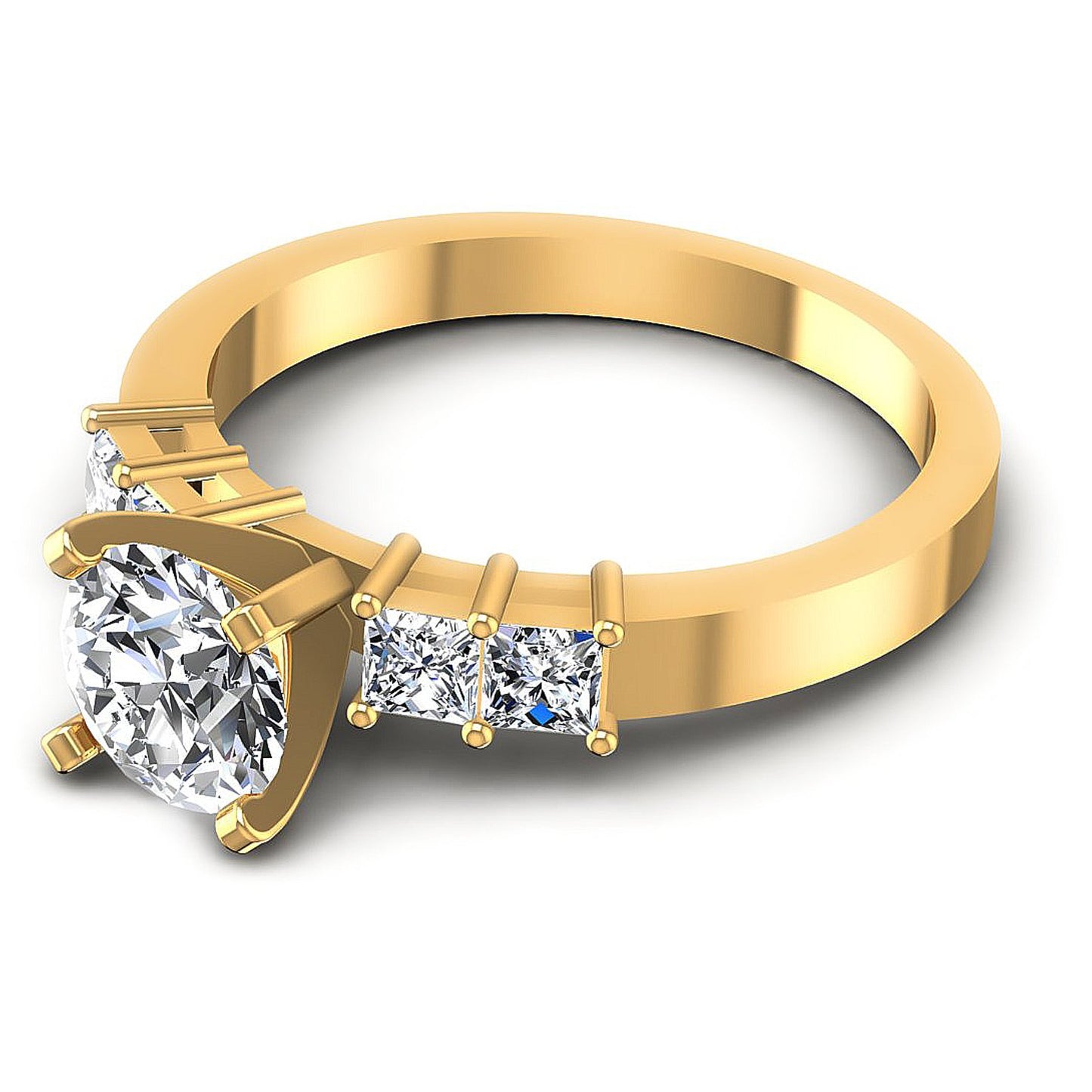 0.90CT Round And Princess  Cut Diamonds Engagement Rings