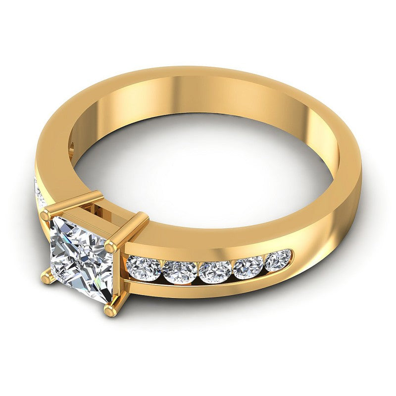 Princess And Round Cut Diamonds Engagement Ring in 14KT Rose Gold