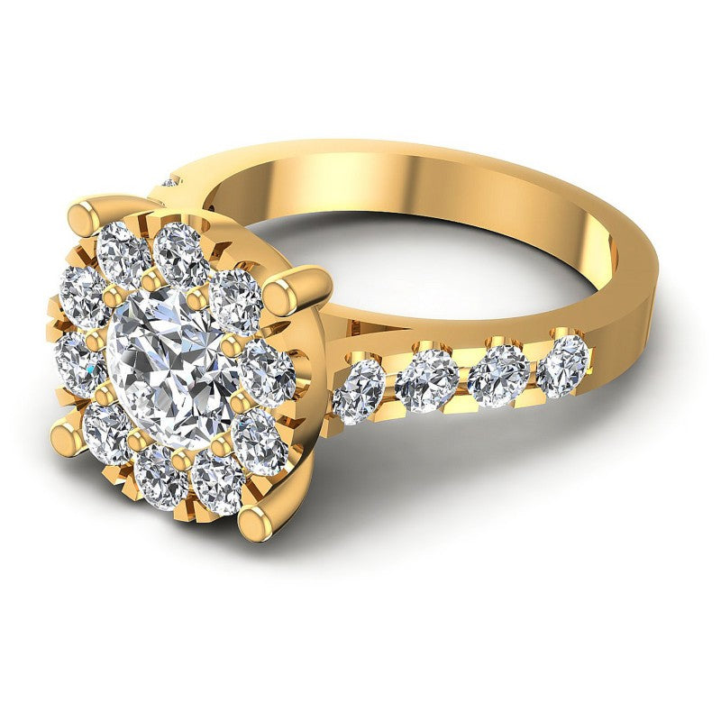 Round Diamonds 1.45CT Halo Ring in 14KT Rose Gold