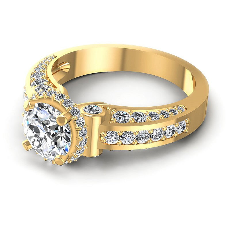 Round Diamonds 1.30CT Halo Ring in 14KT Rose Gold