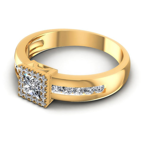 Princess And Round Cut Diamonds Halo Ring in 14KT Rose Gold