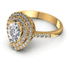 Round and Pear Diamonds 0.90CT Halo Ring in 14KT Rose Gold