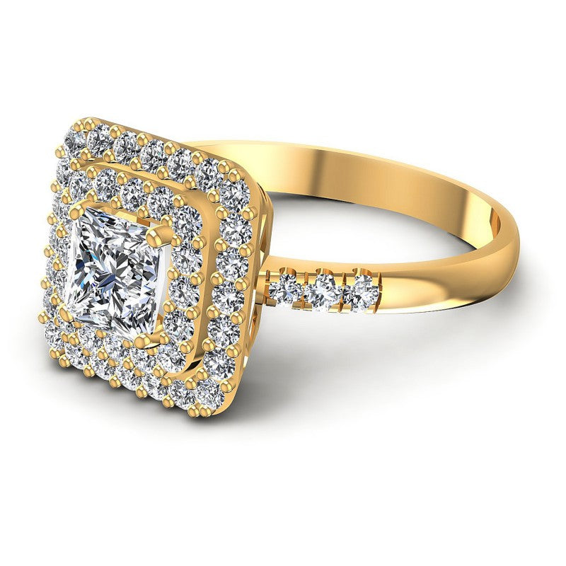 Princess and Round Diamonds 1.00CT Halo Ring in 14KT Rose Gold