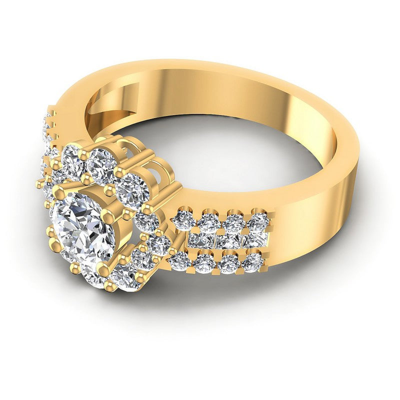 Princess and Round Diamonds 1.40CT Halo Ring in 14KT Rose Gold