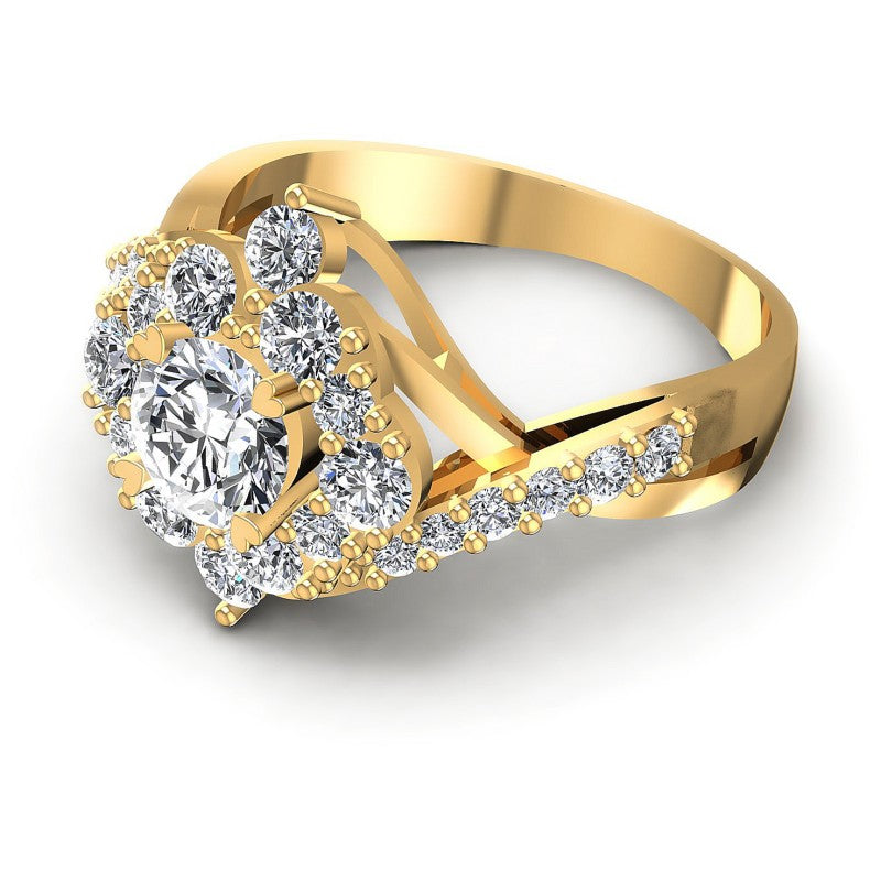 Round Diamonds 1.30CT Halo Ring in 14KT Rose Gold