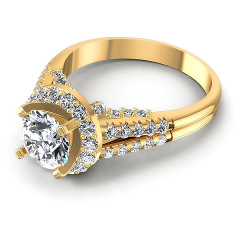 Round Diamonds 1.15CT Halo Ring in 14KT Rose Gold