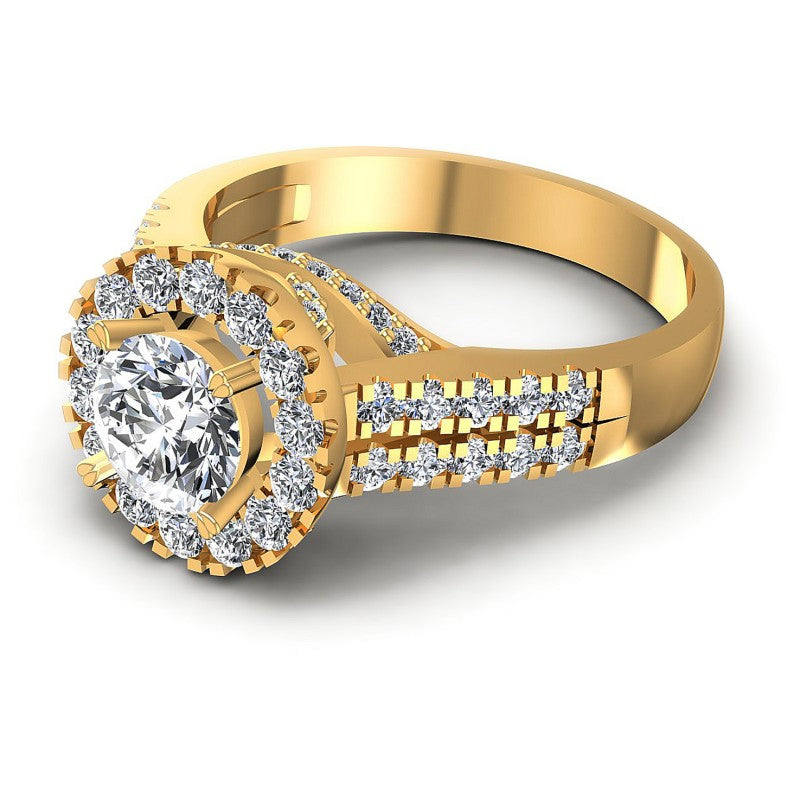 Round Diamonds 1.30CT Halo Ring in 14KT Rose Gold