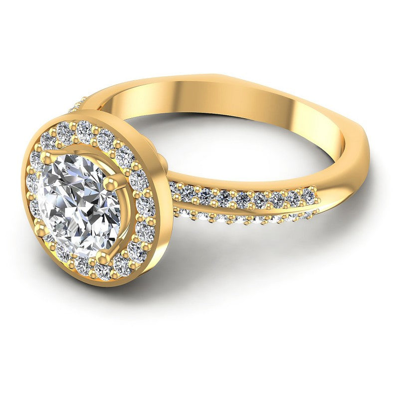 Round Diamonds 0.95CT Halo Ring in 14KT Rose Gold