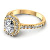 Round and Cushion Diamonds 0.75CT Halo Ring in 14KT Rose Gold