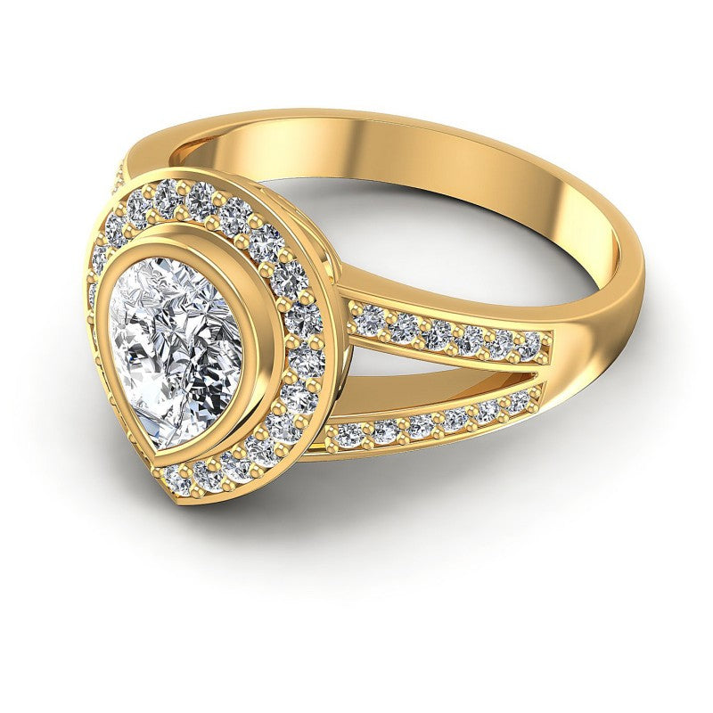 Round and Pear Diamonds 0.80CT Halo Ring in 14KT Rose Gold