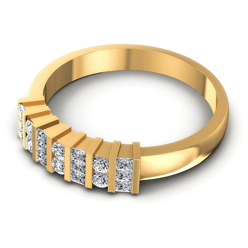 Princess and Round Diamonds 0.55CT Diamonds Wedding Band in 14KT Rose Gold