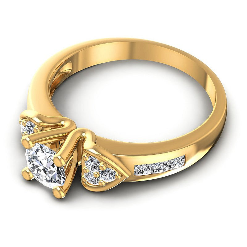 Princess and Round Diamonds 0.90CT Engagement Ring in 14KT Rose Gold