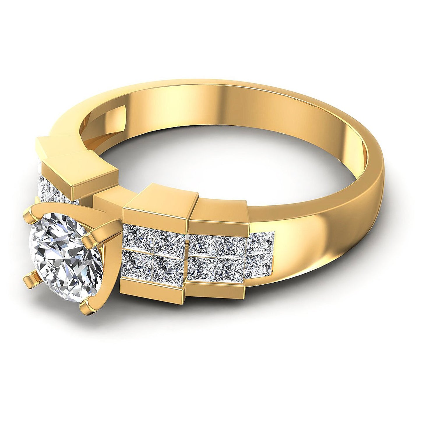 0.85CT Round And Princess  Cut Diamonds Engagement Rings