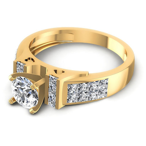 Princess and Round Diamonds 1.15CT Engagement Ring in 14KT Rose Gold