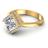 Princess and Round Diamonds 0.60CT Halo Ring in 14KT Rose Gold
