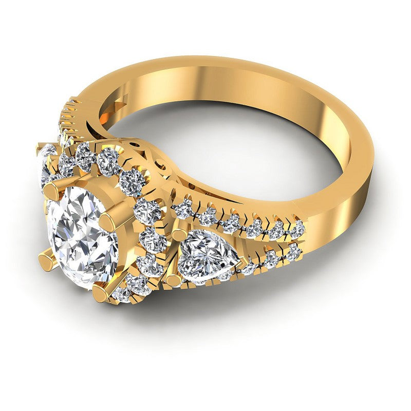 Round and Oval and Heart Diamonds 1.30CT Halo Ring in 14KT Rose Gold