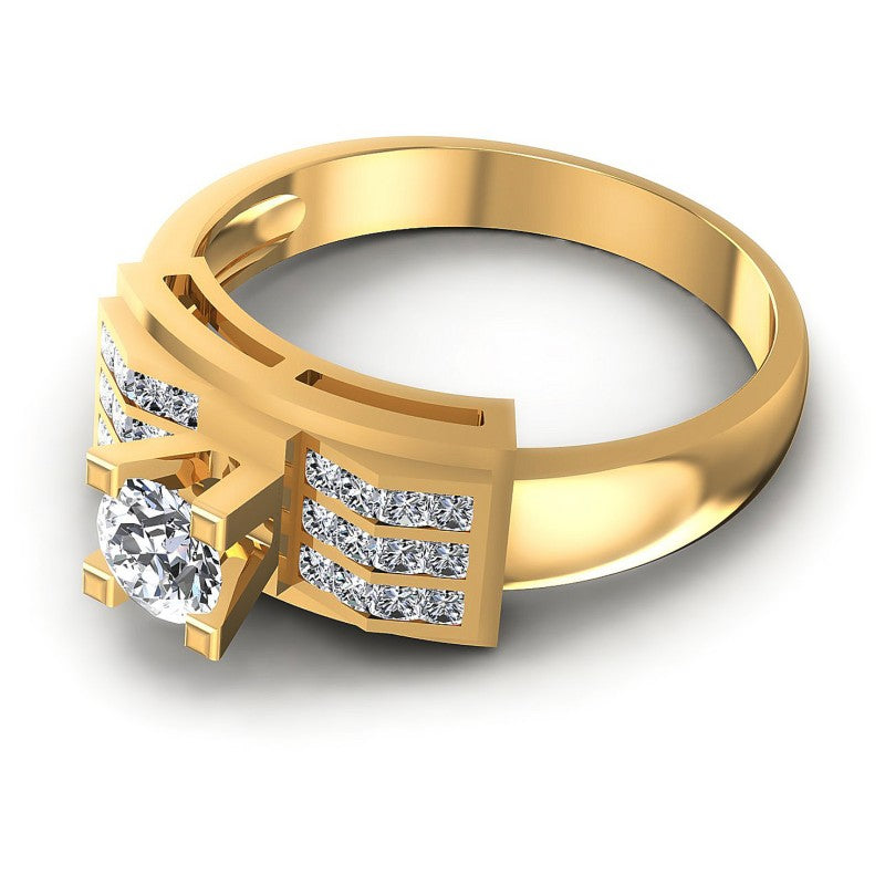 Princess and Round Diamonds 1.00CT Engagement Ring in 14KT Rose Gold