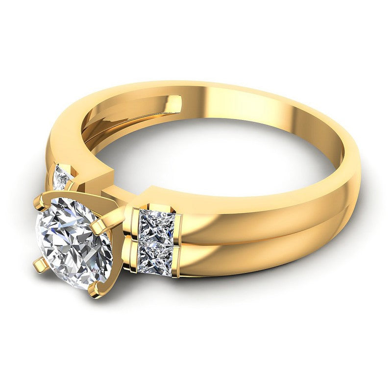 Princess and Round Diamonds 0.60CT Engagement Ring in 14KT Rose Gold