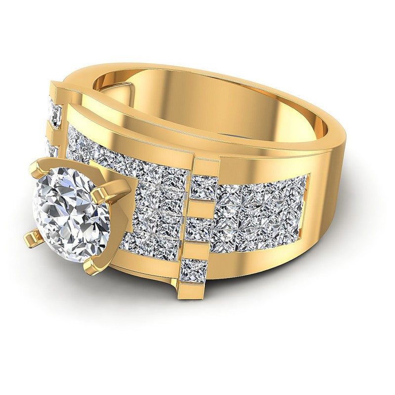 Princess and Round Diamonds 2.50CT Engagement Ring in 14KT Rose Gold