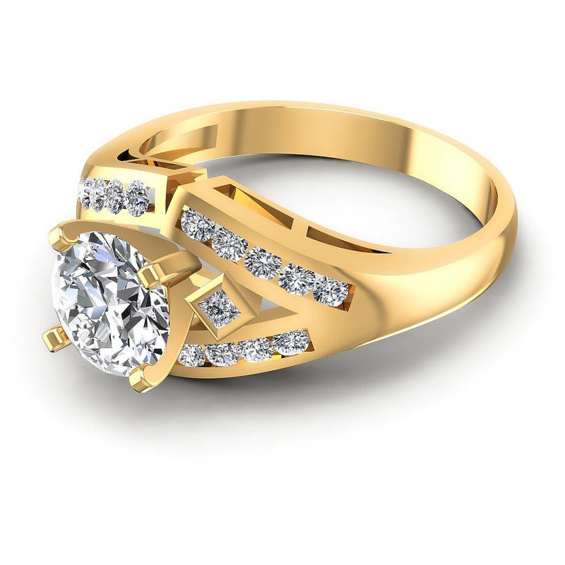 Princess and Round Diamonds 0.70CT Engagement Ring in 14KT Rose Gold