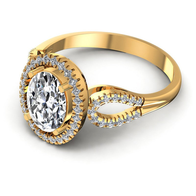 Round and Oval Diamonds 0.60CT Halo Ring in 14KT Rose Gold