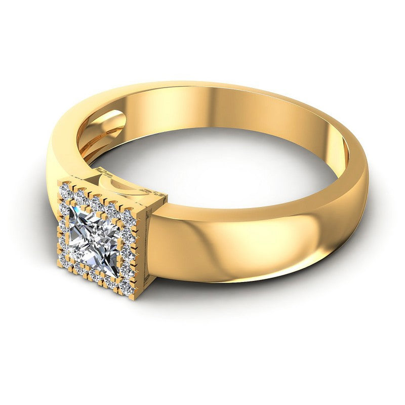 Princess and Round Diamonds 0.50CT Halo Ring in 14KT Rose Gold