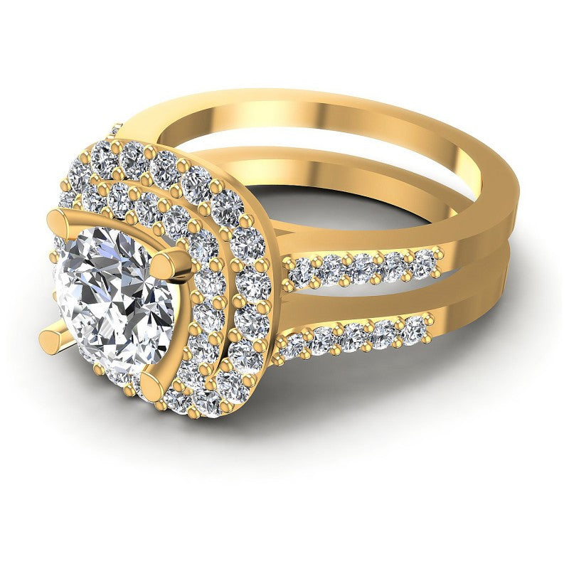 Round Diamonds 1.40CT Halo Ring in 14KT Rose Gold