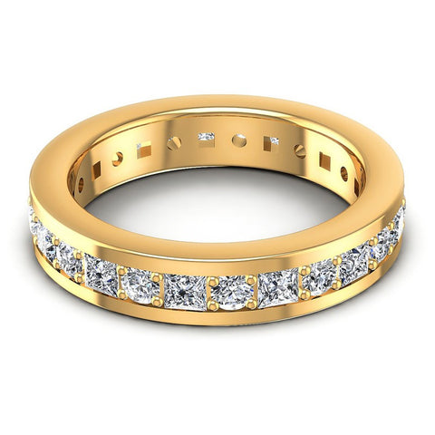 Princess and Round Diamonds 2.10CT Eternity Ring in 14KT Rose Gold