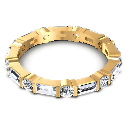 Baguette and Round Diamonds 1.55CT Eternity Ring in 14KT Rose Gold