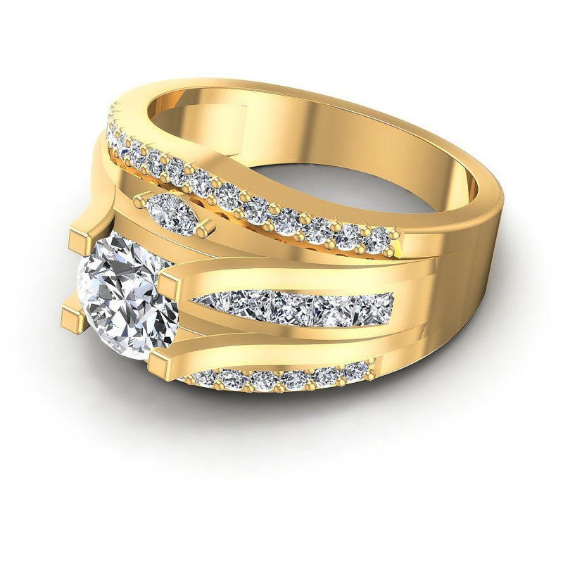 Princess and Round and Marquise Diamonds 1.40CT Engagement Ring in 14KT Rose Gold