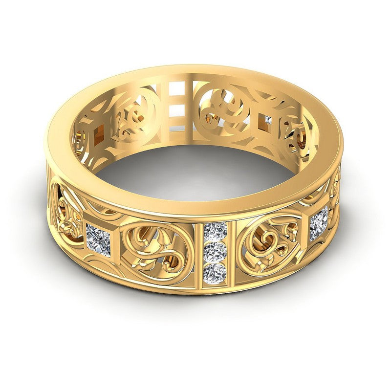 Incredible Princess and Round Diamonds 1.10CT Diamonds Wedding Band
