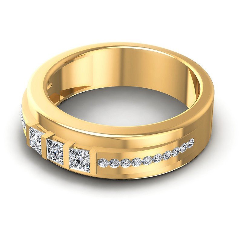 Spectacular Princess and Round Diamonds 0.45CT Diamonds Wedding Band