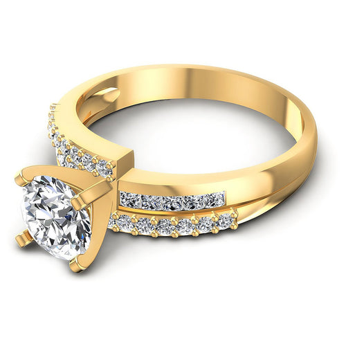 0.95CT Round And Princess  Cut Diamonds Engagement Rings
