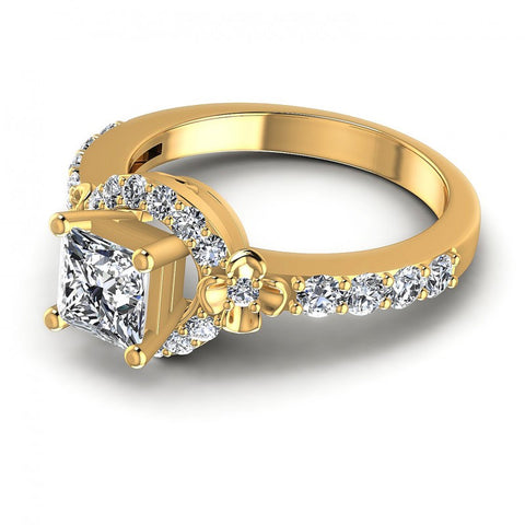 Princess and Round Diamonds 0.95CT Engagement Ring in 14KT Rose Gold