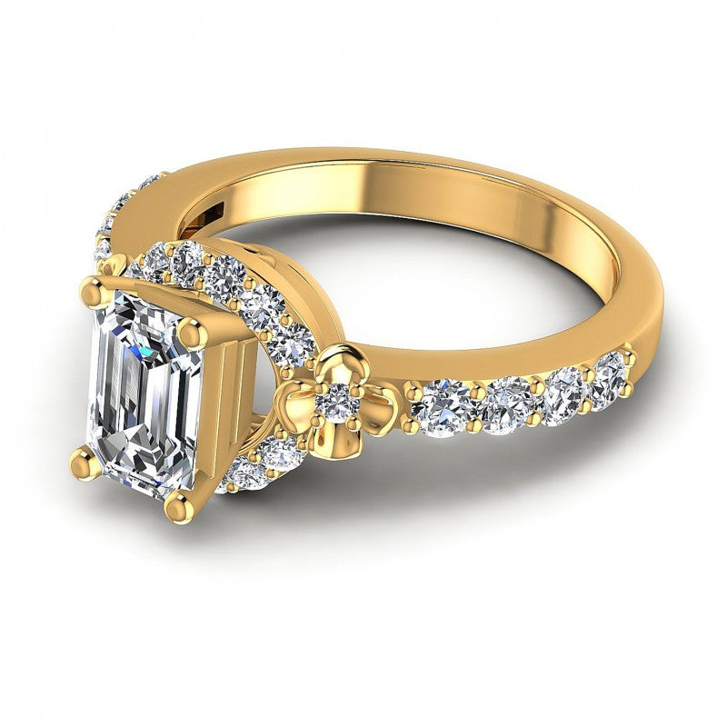 Round and Emerald Diamonds 0.95CT Engagement Ring in 14KT Rose Gold