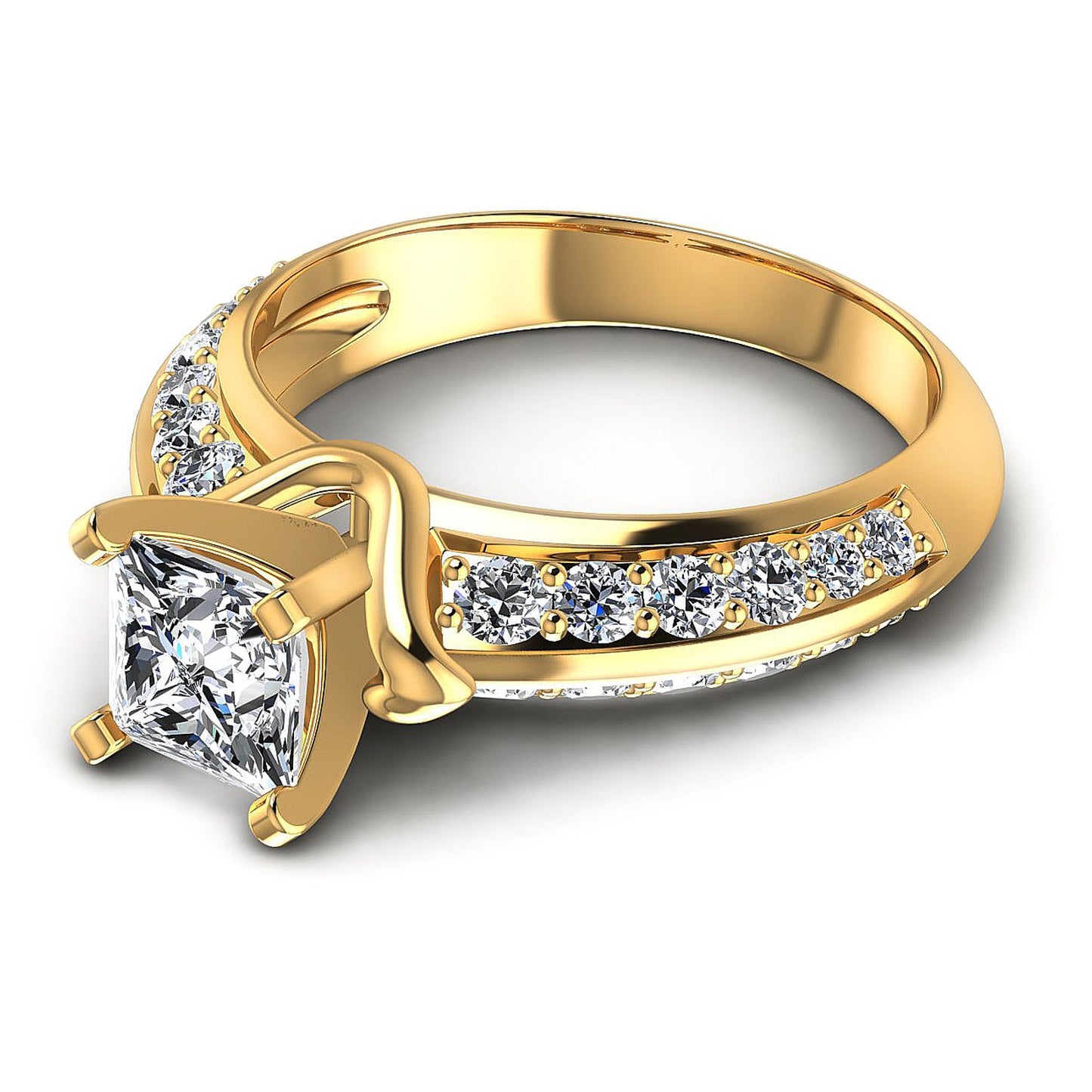 1.00CT Princess And Round  Cut Diamonds Engagement Rings