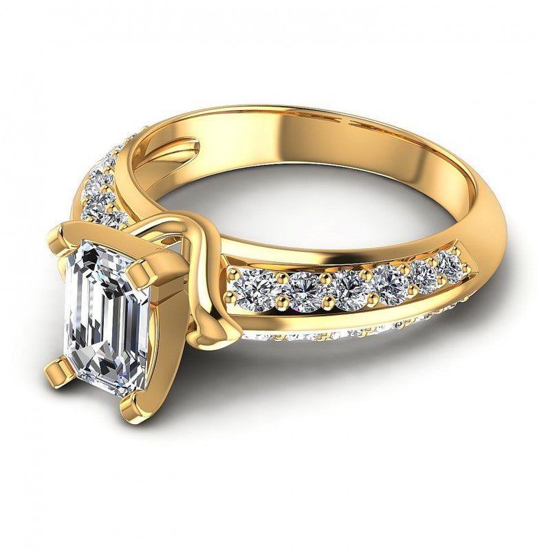 Round and Emerald Diamonds 1.00CT Engagement Ring in 14KT Rose Gold