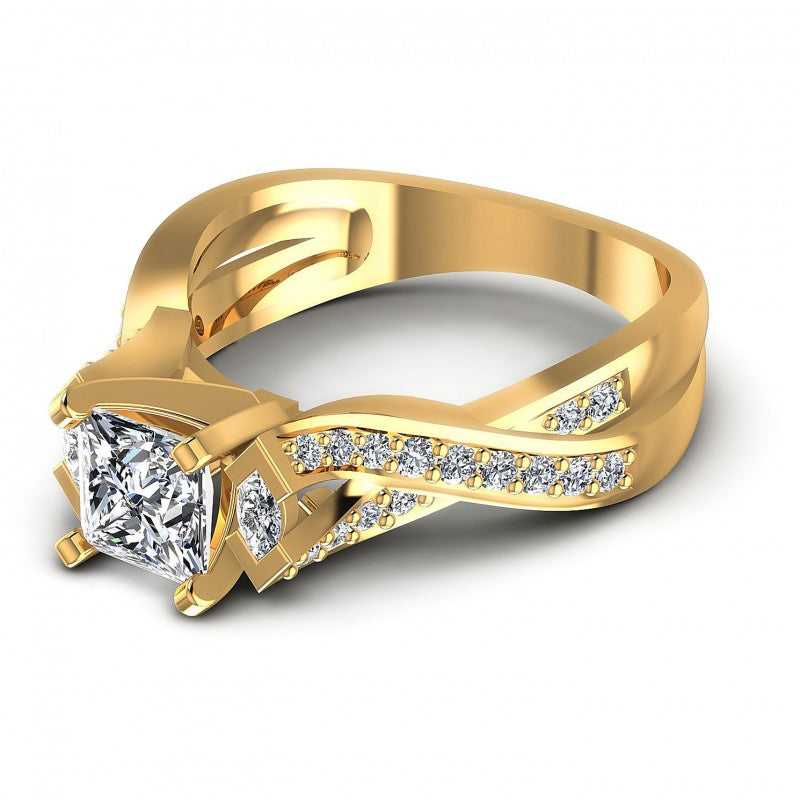 Princess and Round and Marquise Diamonds 0.75CT Engagement Ring in 14KT Rose Gold
