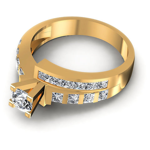 1.55CT Round And Princess  Cut Diamonds Engagement Rings